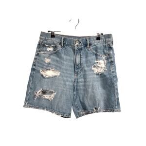 American Eagle Denim Shorts Womens 12 Blue 90s Boyfriend Distressed High Rise